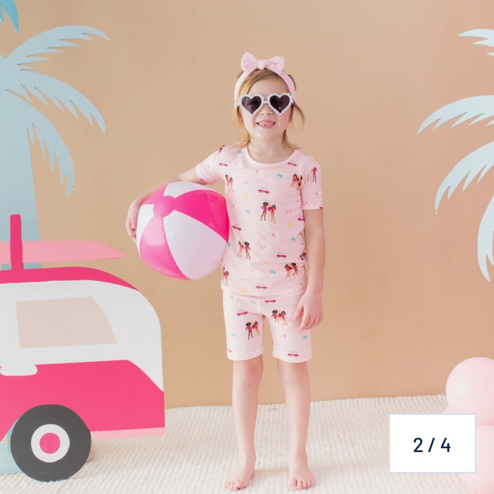 Kyte Baby Short‎ Sleeve Pajamas in Barbie™ Beach pink size 3T New With Tags